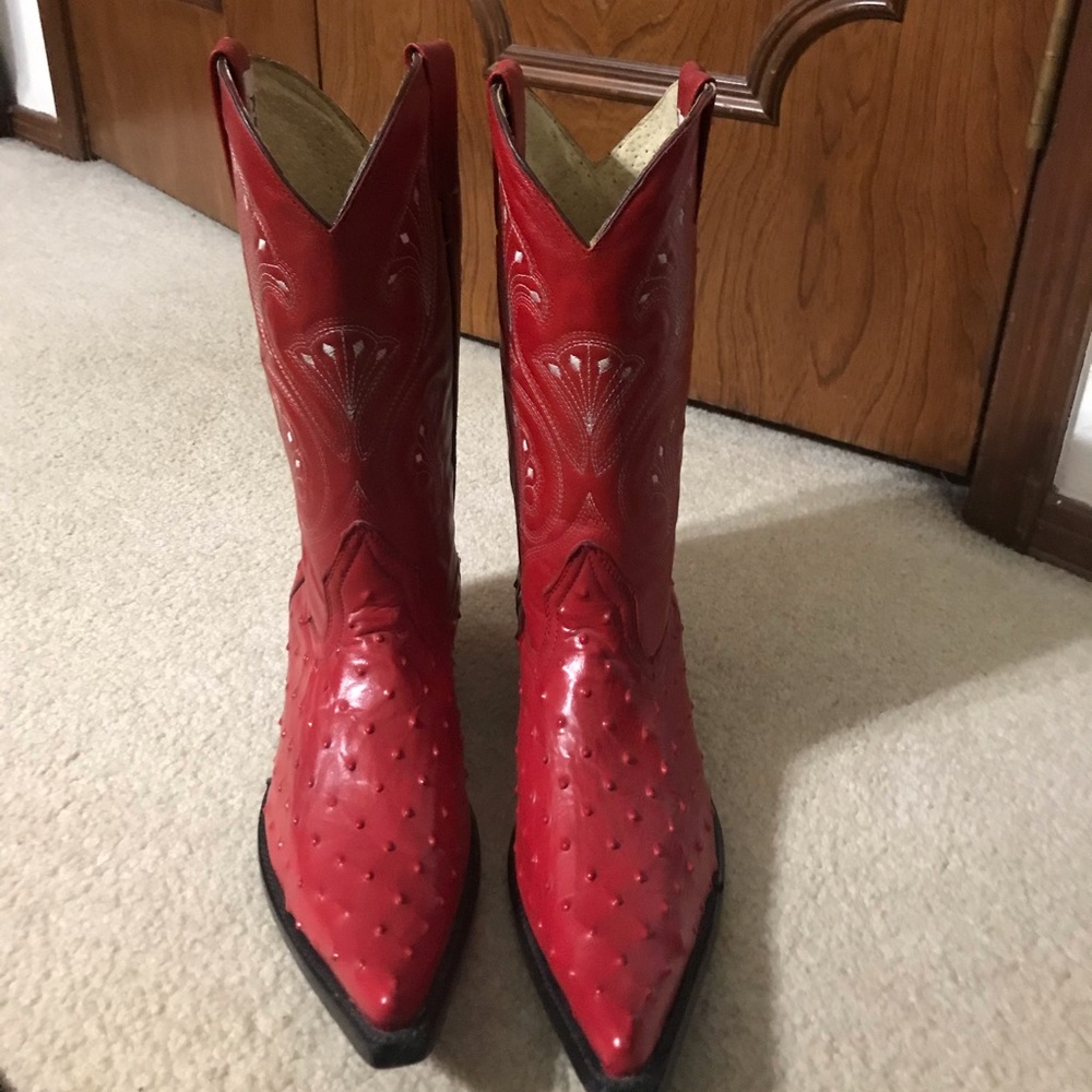 Red Leather cowboy Boots- MEN